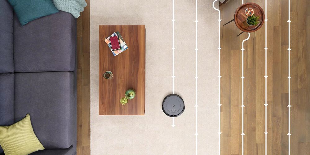 Ein Roomba verfolgt ein vertikales Muster